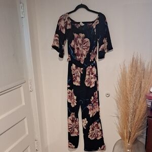 Emetla Floral Black Jumpsuit Size S B107
